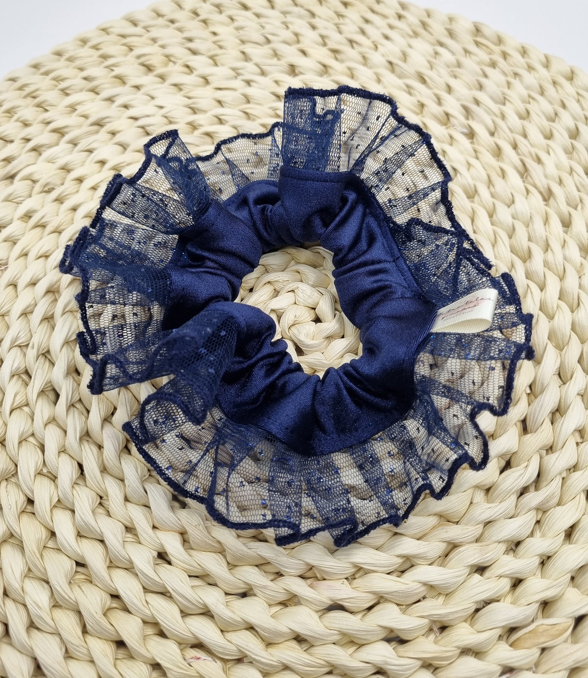 Mini Rumba Satín y Tul con Brillo — Azul Marino